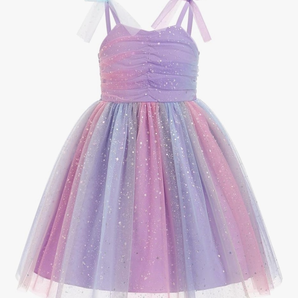 Sparkling Rainbow Tulle Dress, Birthday, Princess